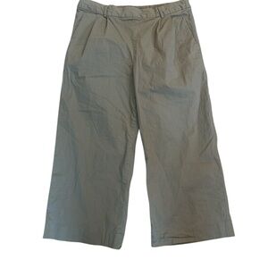 J. Crew Cotton Wide Leg Cropped Capri Pants in a Greenish Brown Color size 10